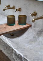 Stone sinks in modern country bathroom 