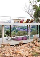 Modern outdoor living area with countryside views 