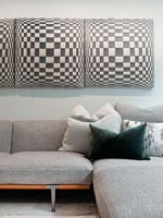 Illusion pictures on modern living room wall 