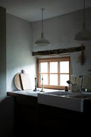 Butler sink in country kitchen 