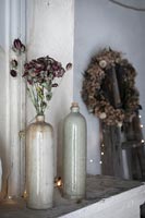 Ceramic vases of dried flowers 