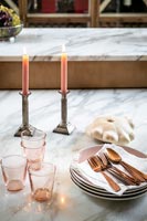 Modern dining table with rose gold accessories - detail 