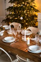 Dining table laid for Christmas dinner 
