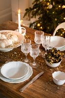Detail of dining table at Christmas time 