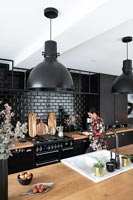 Modern black, white and wooden kitchen
