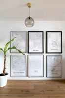 Display of pictures on wall 
