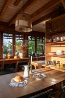 Small wooden country kitchen-diner 