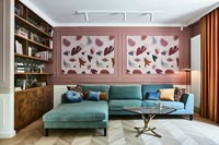 Modern living room with painted wall panels 