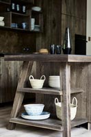 Modern wooden kitchen island shelving 