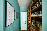 Vintage style fridge freezer in modern pantry 