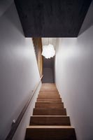View up modern wooden staircase 