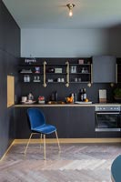 Black, grey and gold modern kitchen 