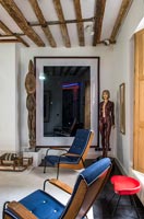 Artwork and sculptures in modern living room 