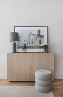 Small wooden cabinet in modern living room 