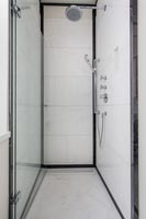 Black and white shower cubicle 