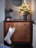 Bedroom furniture decorated for Christmas 