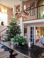 Modern classic style hallway with Christmas tree 