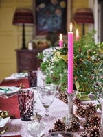 Classic dining table decorated for Christmas - detail