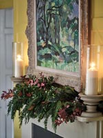 Christmas garland on mantelpiece 