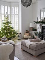 Modern living room decorated for Christmas 