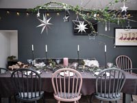Modern dining table decorated for Christmas 