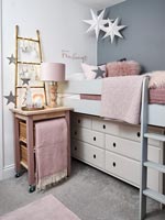 Pink, white and grey childrens room 