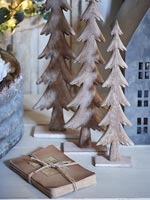 Carved wooden trees - Christmas decorations 