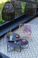 Patterned flooring in outdoor living area 