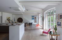 Modern artwork in open plan living space 