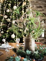 Christmas centrepiece on dining table 