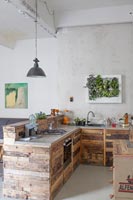 Modern kitchen made from reclaimed wood 