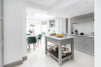 Pale grey modern kitchen-diner 
