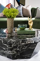 Black and white marble side table 