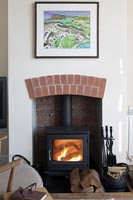 Cosy wood burning stove in living room