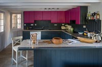 Colourful modern kitchen in small country cottage 