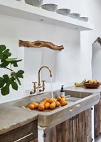 Large marble sink in modern country kitchen