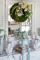 Decorative spring wreath and Easter decorations 
