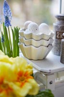 Eggs in decorative bowls for Easter 