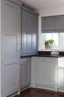 Modern kitchen cabinets painted in different shades of grey 