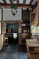 Country kitchen with stone floor