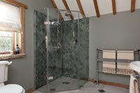 Country bathroom with enclosed shower