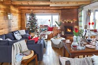 Modern country living room decorated for Christmas