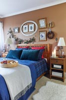 Modern country bedroom decorated for Christmas 