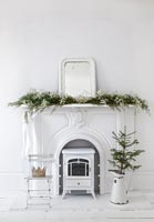 Fireplace with Christmas garland