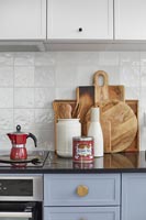 Chopping boards in kitchen