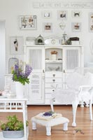 White furniture in country living room 