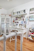 Dressing table in white country bedroom 