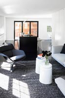 Contemporary monochrome open plan living space 