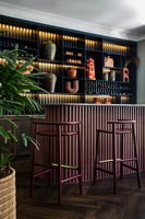 Bar and shelving with decorative ornaments