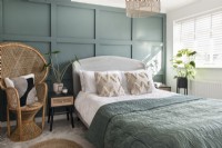 Modern bedroom with panelled feature wall 